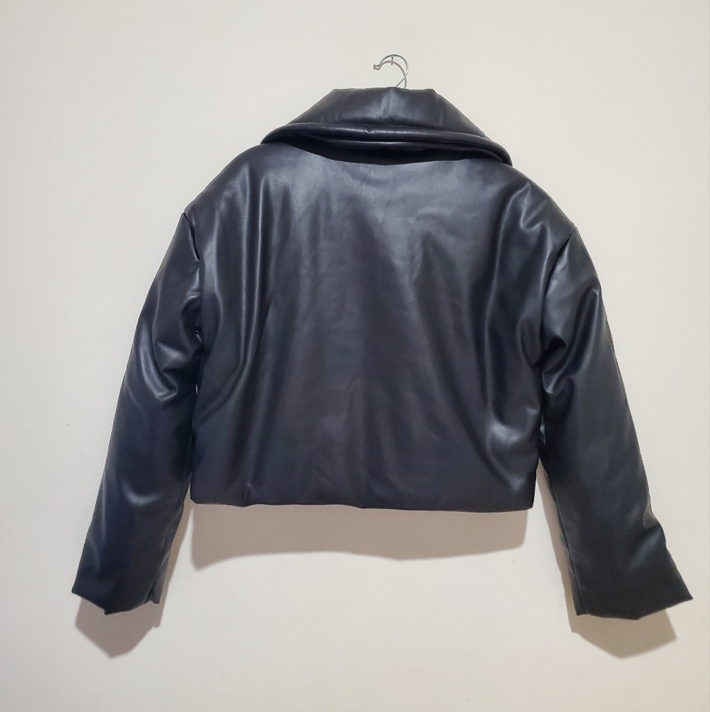 REBECCA MINKOFF Cropped Padded Moto Jacket Size M - Picture 5 of 8